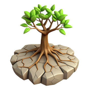 3D Render of a Tree Growing on Cracked Ground png