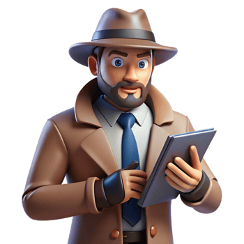 3D Cartoon Detective with Tablet png