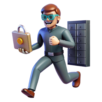 3D Illustration Running Man with Lock Security png
