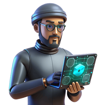 3D Illustration Cyber Man using Futuristic Tablet png