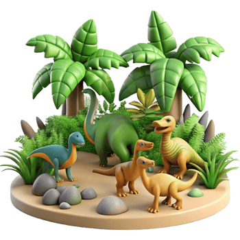 wonderful classic Cartoon Dinosaurs 3D Render original png