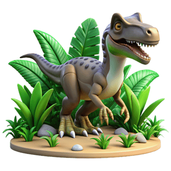 Cute Cartoon Dinosaur 3D Render png