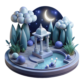 elegant creative Night Garden 3D Illustration detailed png
