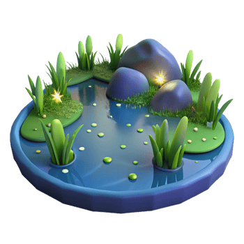 3D Cartoon Pond Illustration png