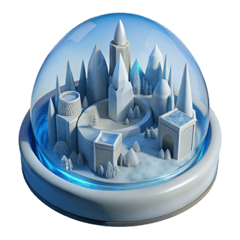 3D Snow Globe Winter Cityscape Illustration png