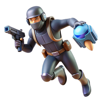 3D Illustration Futuristic Soldier Action Figure png