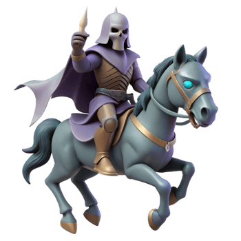 3D Illustration of Skeleton Knight on Horseback png
