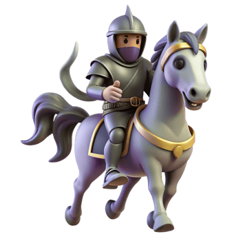 beautiful traditional 3D Illustration Knight on Horseback high quality png