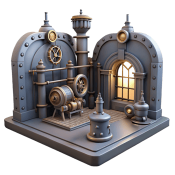 Steampunk Workshop 3D Render png