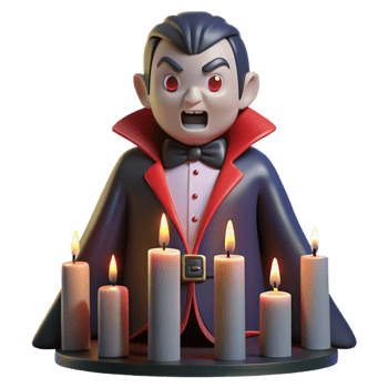 3D Cartoon Vampire with Candles png