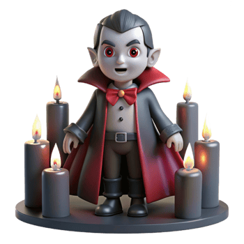 magnificent modern Cute Cartoon Vampire 3D Render premium png