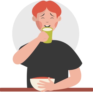 People Eating Delicious Food on White Background. vector