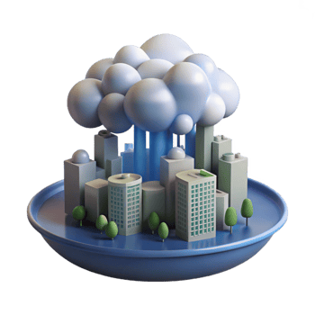 3D Cityscape Illustration Rain Cloud png