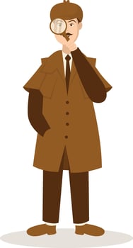 Detective Profession Illustration in Flat Cartoon Design. vector