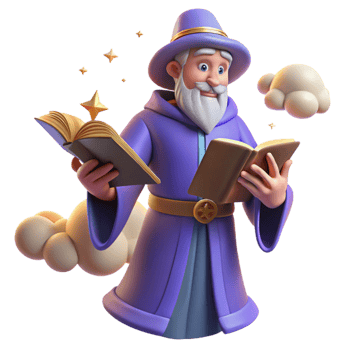 Wizard Reading Magical Books 3D Illustration png