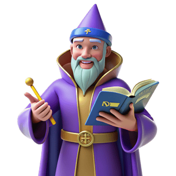 3D Render of a Friendly Wizard png