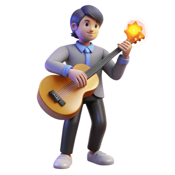 3D Illustration Musician Playing Acoustic Guitar png
