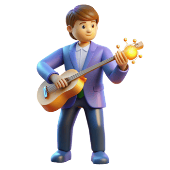 3D Illustration Cartoon Man Playing Guitar png