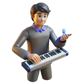 3D Illustration Musician Playing Keyboard png