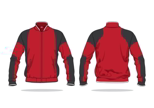 Black and Red color combination of Jacket design front and back view vector