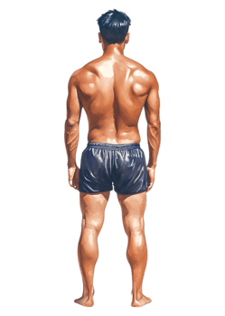 Male Figure from Behind in Swim Trunks on png