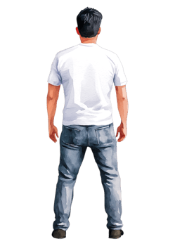 Man Standing Alone in Casual Outfit with Back to Camera png