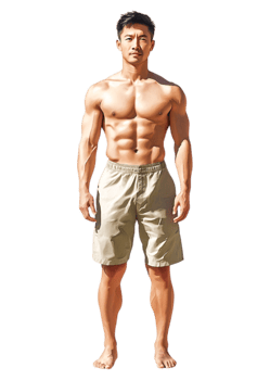 Athletic Male Model Standing in Neutral Pose on png