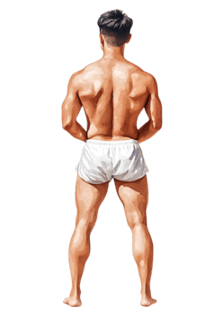 Young Man Standing Back in White Shorts on Isolated Background png