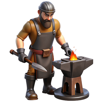 3D Illustration Blacksmith at Work png
