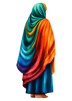 Colorful Abstract Representation of Woman in Multicolored Hijab png