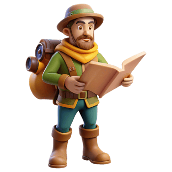3D Cartoon Explorer Reading a Map png