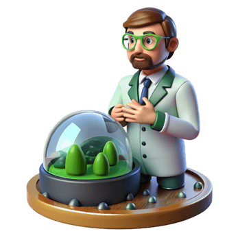 3D Scientist and Ecosystem Illustration png