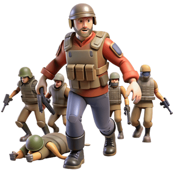 3D Illustration of Soldiers in Action A Dynamic Military Scene png