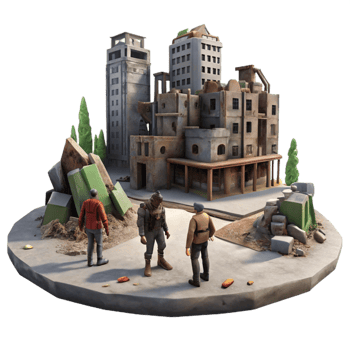 Post Apocalyptic Cityscape 3D Illustration png