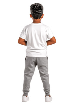Young Boy Standing with Hands Behind Back in Casual Outfit png
