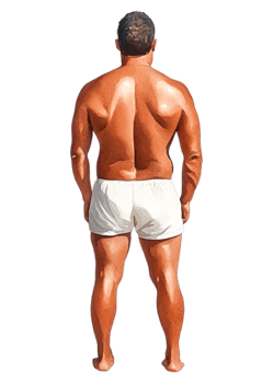 Muscular Male Figure from Back in White Shorts on Isolated Background png