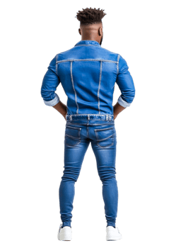 Stylish Young Man in Denim Outfit Posing with Confidence from Behind png