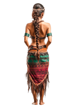 Traditional Female Dancer in Colorful Costume Showing Back View png