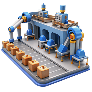 3D Illustration Automated Factory Production Line png