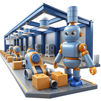 3D Illustration Robot Factory Automation png