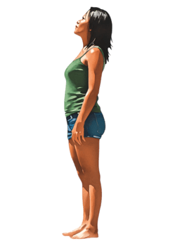 Young Woman Standing Outdoors with Sunlit Background png