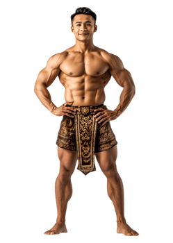 Fit Male Athlete in Traditional Costume Posing Confidently png