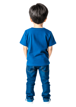 Child in Blue T-Shirt and Jeans Posing with Hands in Pockets png