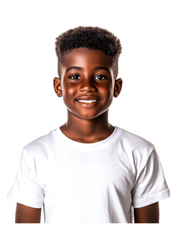 Happy young boy with bright smile on black background png
