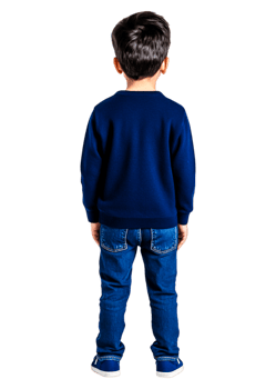 Child in Casual Outfit Standing with Back to Camera in Studio Setting png