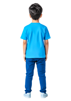 Rear View of Child in Blue Outfit on png