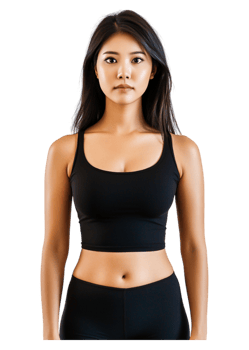 Young Woman in Black Athletic Wear Posing on Isolated Background png