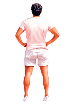 Person Standing with Hands on Hips in Casual Summer Clothing png
