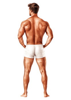 Fit Male Figure from Back View in White Undergarments Standing Still png