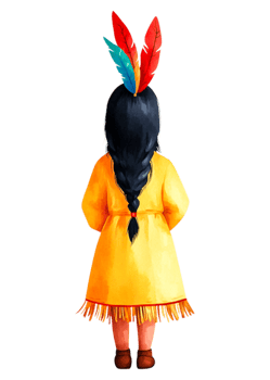 Colorful Illustration of a Native American Child in Traditional Attire png